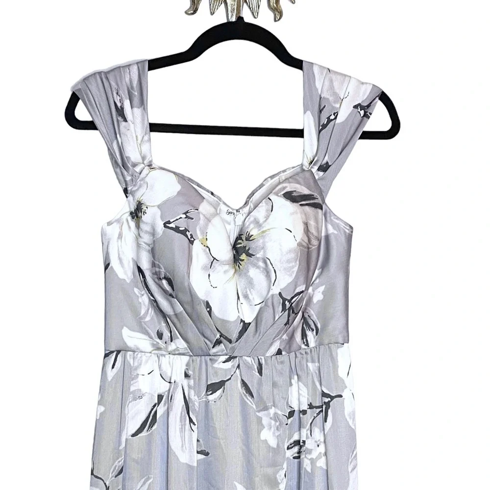 Bariano Maxi Dress Shelly Floral Off Shoulder Silver Gray S - Picture 15 of 16